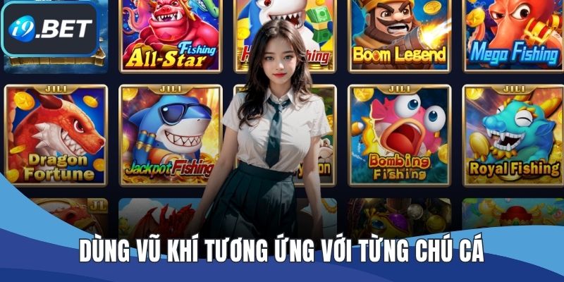Dùng vũ khí tương ứng với từng chú cá
